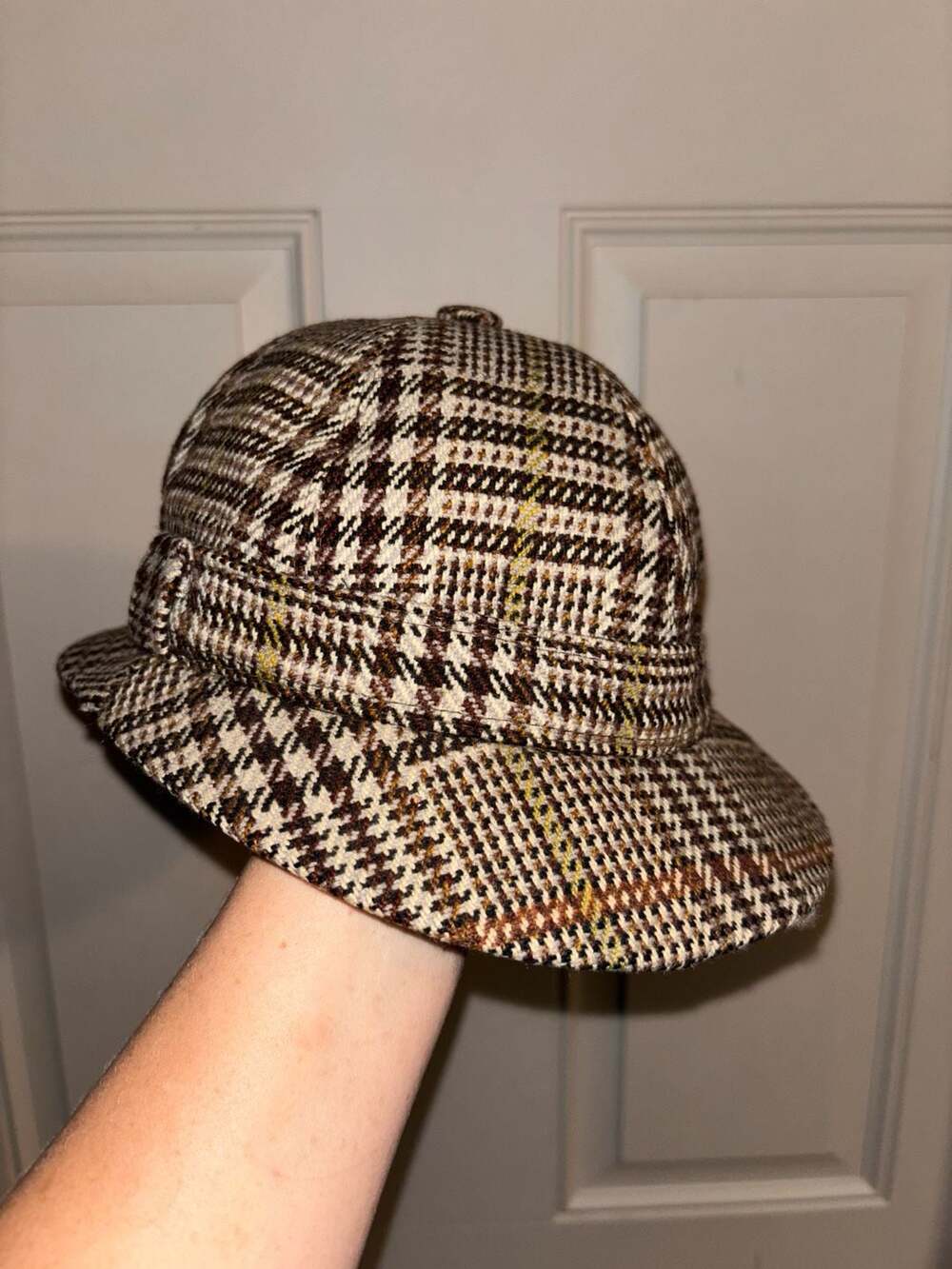 Vintage Burberrys Wool Houndstooth Check Bucket Hat